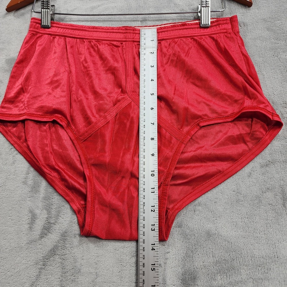 Vintage Jockey Briefs Mens 40 Red Nylon Tricot High Rise Satin Underwear Stretch - Picture 6 of 7